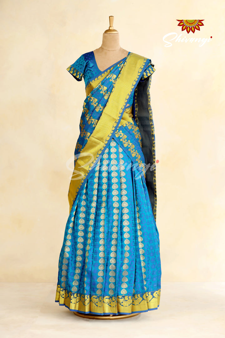 Blue Art Silk Half Saree | Langa Lavani For Girls!!!