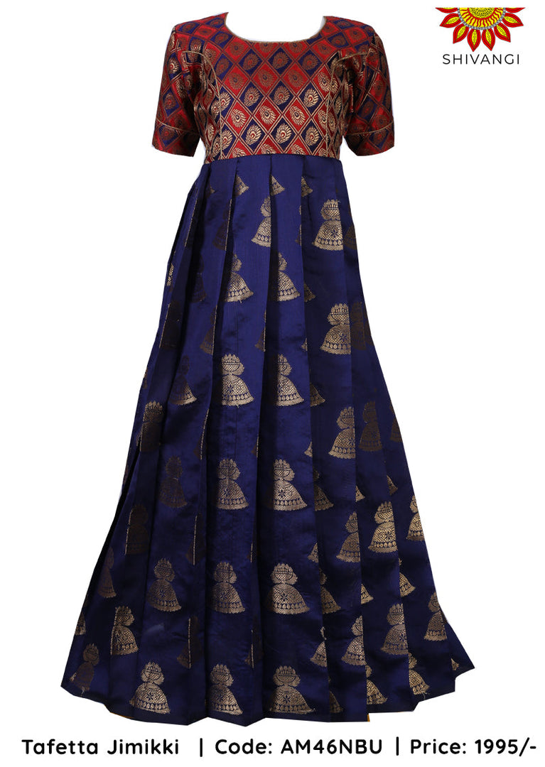 Girls Blue Tafetta Jimikki Long Gown