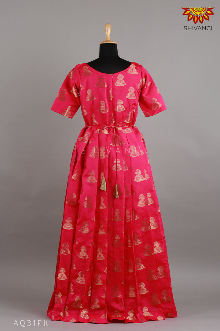 Girls Pink Tafetta jimikki Alpha Long Gown