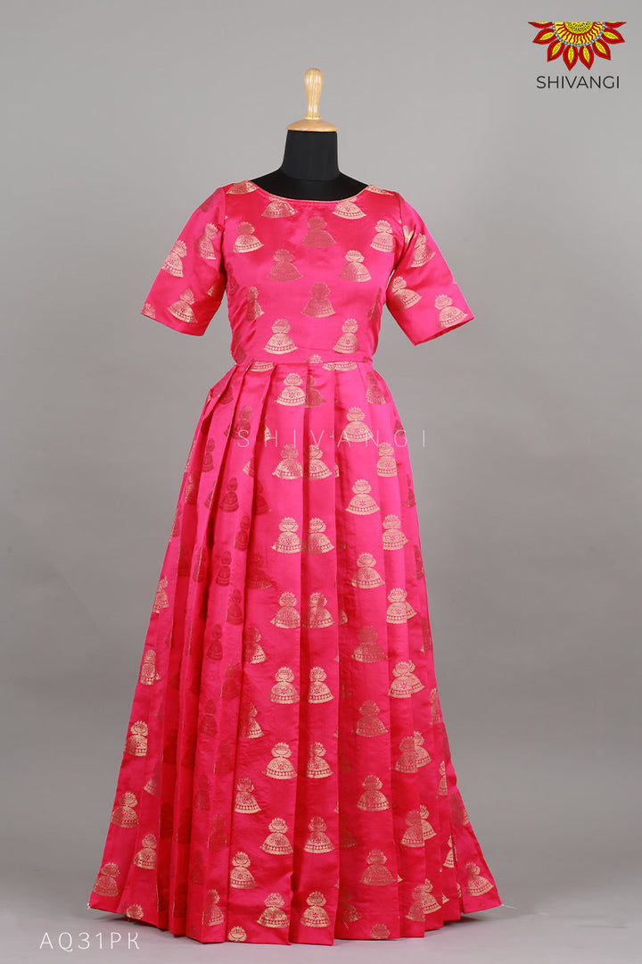 Girls Pink Tafetta jimikki Alpha Long Gown