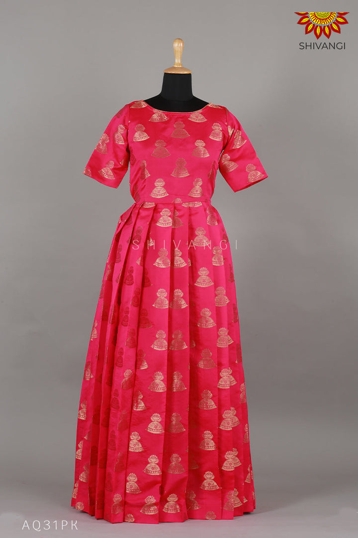 Girls Pink Tafetta jimikki Alpha Long Gown