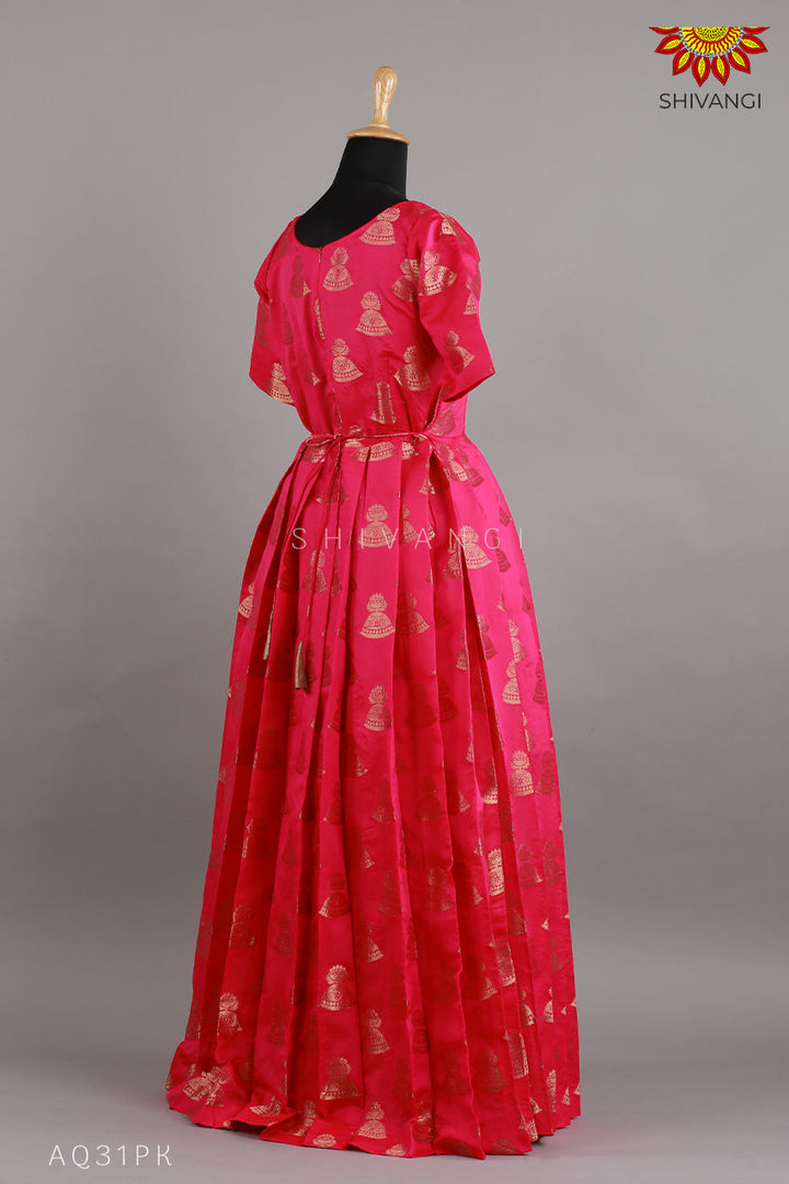 Girls Pink Tafetta jimikki Alpha Long Gown