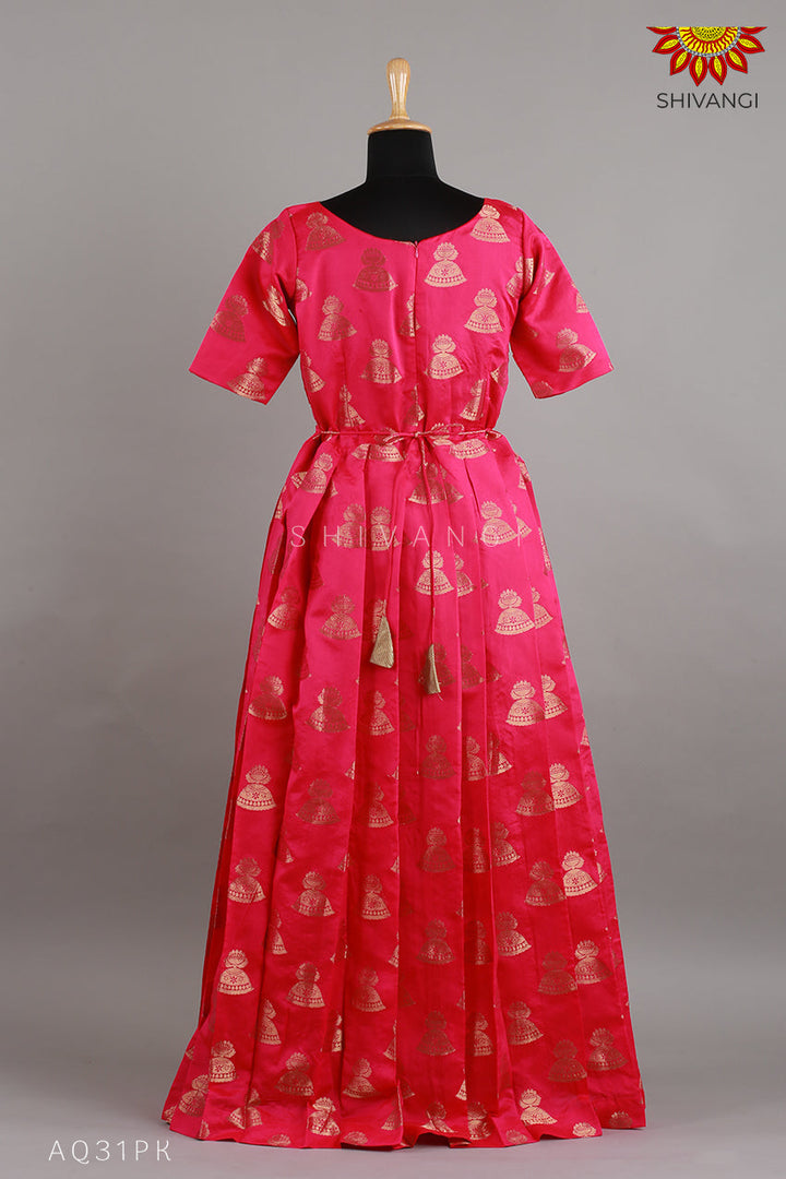 Girls Pink Tafetta jimikki Alpha Long Gown