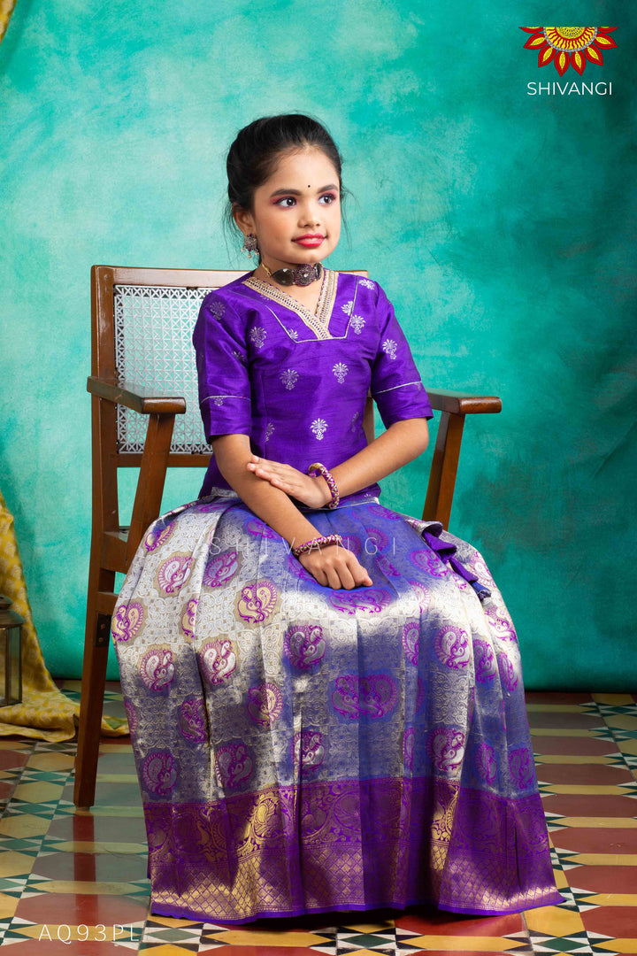 Girls Purple Dancing Annam Pattu Pavadai | Langa