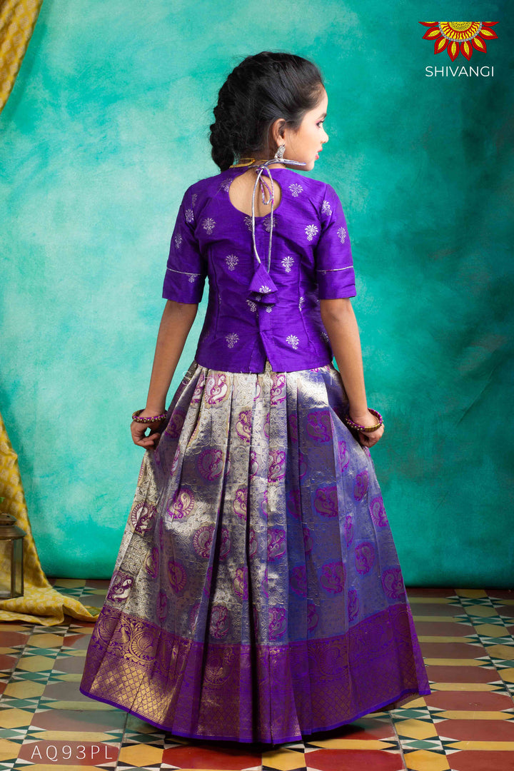 Girls Purple Dancing Annam Pattu Pavadai | Langa