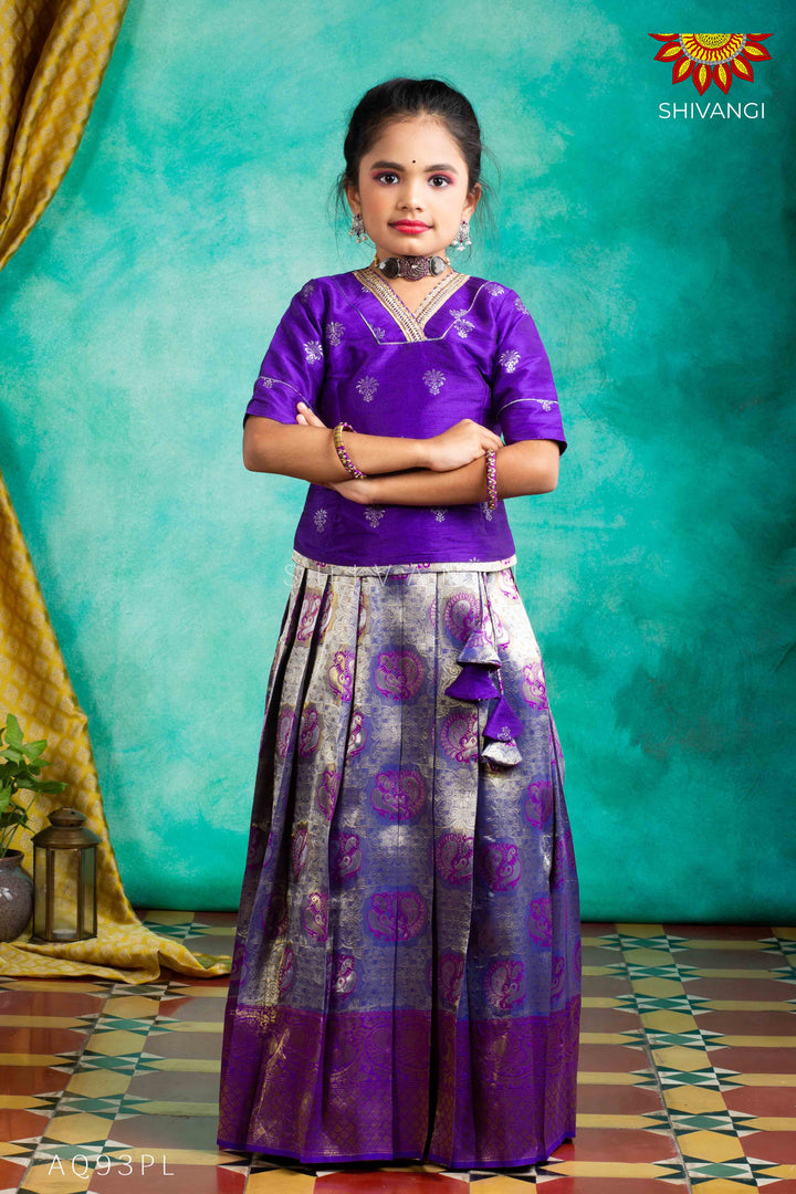 Girls Purple Dancing Annam Pattu Pavadai | Langa