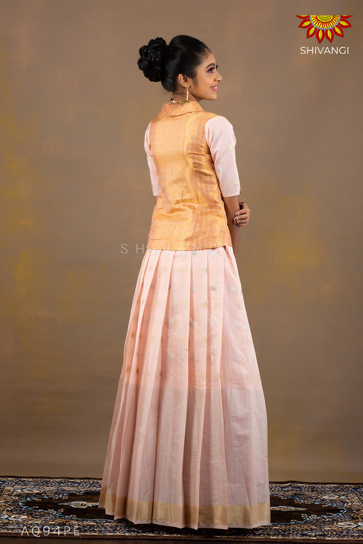Girls Silver Sea Pattu pavadai!!!