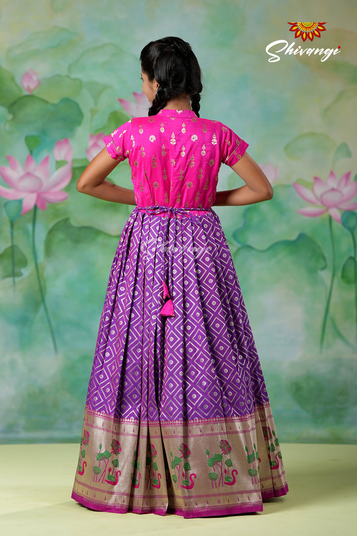 Girls Purple Silk Swan LongGown !!!