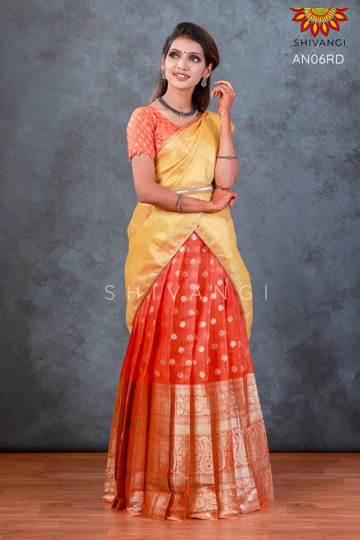 Girls Red Mango Stream Half saree / Langa Davani