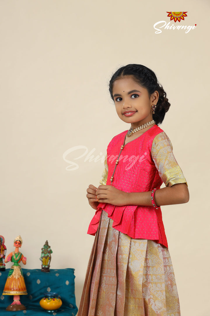 Pink DSR Tissue Pavadai Set For Girls !!!