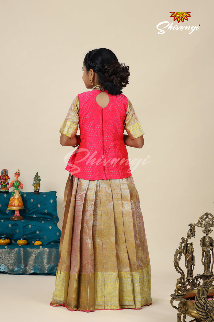 Pink DSR Tissue Pavadai Set For Girls !!!