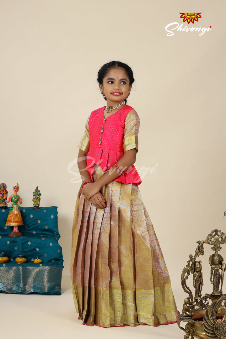 Pink DSR Tissue Pavadai Set For Girls !!!