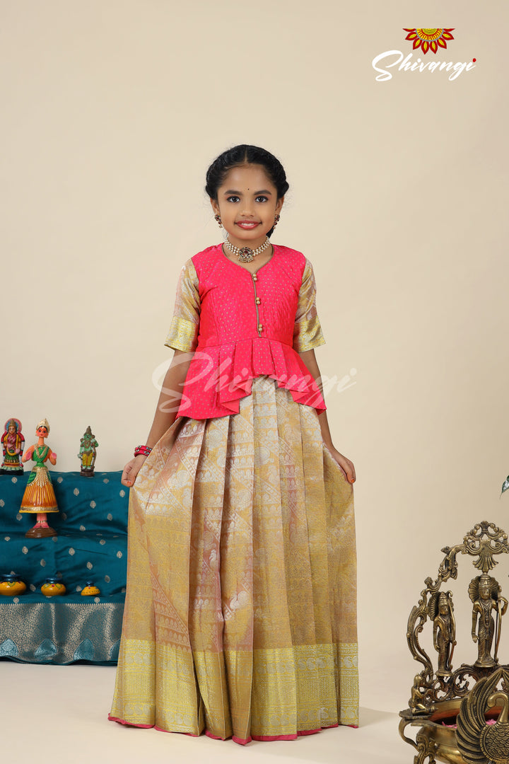 Pink DSR Tissue Pavadai Set For Girls !!!