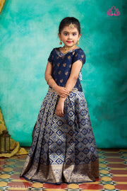 Girls Navy Blue KGF Bandhini Pattu Pavadai | Langa