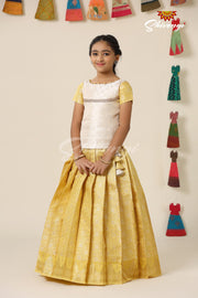 Yellow Silver Mari Gold Pattu Pavadai !!!