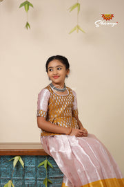 Silver Algae Red Pattu Pavadai For Girls - Festive Wear!!!