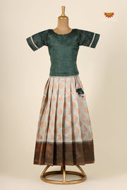 Girl White Copper Pendant Pattu Pavadai |Langa