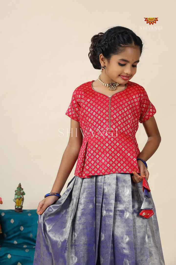 Blue Paithani Parakeet Pattu Pavadai For Girls - Festive Wear!!!