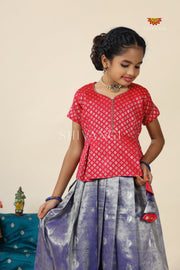 Blue Paithani Parakeet Pattu Pavadai For Girls - Festive Wear!!!