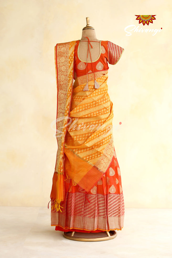 Red Golden Drops Half Saree | Langa Lavani For Girls!!!