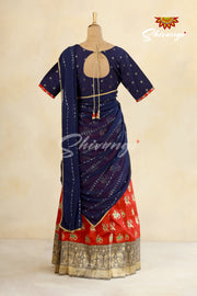 Girls Red Peacock Patola Langa Half Saree!!!