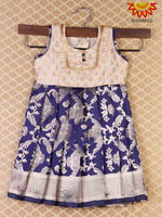 Girl Blue Golden Parrot Baby Frock 