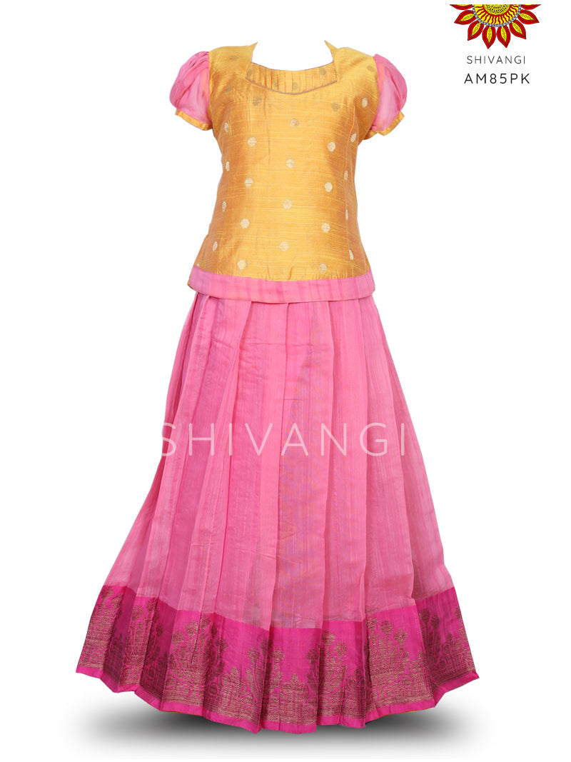 Pink Poppy Pattu Pavadai for Girls!!!
