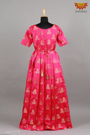 Girls Pink Tafetta jimikki Alpha Long Gown 