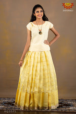 Girls yellow Dafodill Pattu Pavadai