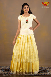 Girls yellow Dafodill Pattu Pavadai