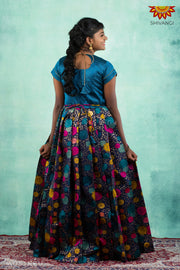 Girls Navy Blue Zinnaiah Cluster Long Gown 