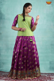 Purple Bhutta Paithani Pattu Pavadai For Girls !!!