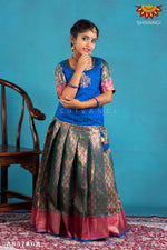 Girls Ramar Green Lilly Bud Pattu Pavadai | Langa