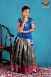 Girls Ramar Green Lilly Bud Pattu Pavadai | Langa