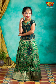 Girls Green KGF Bandhini Pattu Pavadai | Langa 