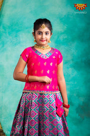 Girls  Pink KGF Bandhini Pattu Pavadai | Langa 