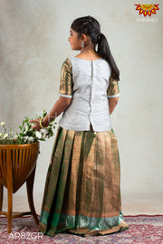 Girls Green Champangi Pattu Pavadai | Langa