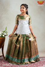 Girls Green Champangi Pattu Pavadai | Langa