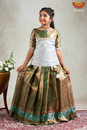 Girls Green Champangi Pattu Pavadai | Langa