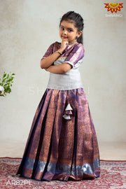 Girls Purple Champangi Pattu Pavadai | Langa