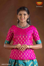 Girls Ramar Green Floral Link Pattu Pavadai | Langa