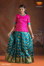 Girls Ramar Green Floral Link Pattu Pavadai | Langa