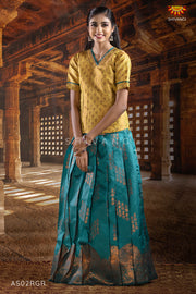 Kids Ramar Green Mayura Pattu Pavadai Set | lehenga