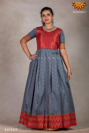 Grey Zig Zag Border Long Gown For Girls !!!