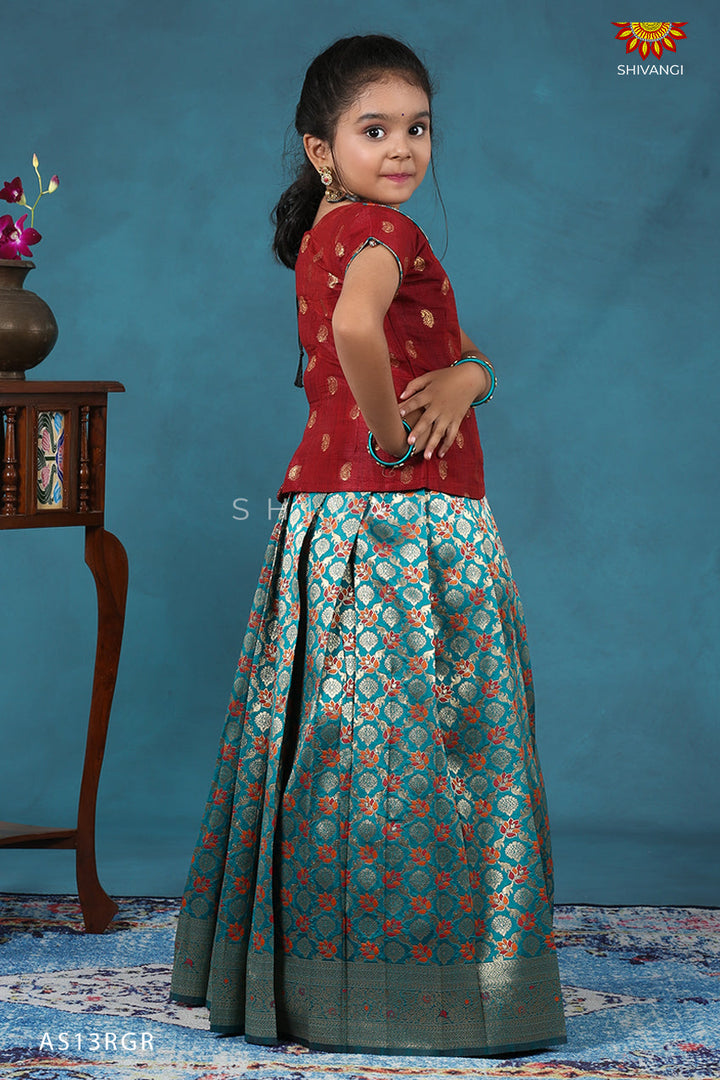 Gypsum Rama Green Pattu Pavadai For Kids !!!