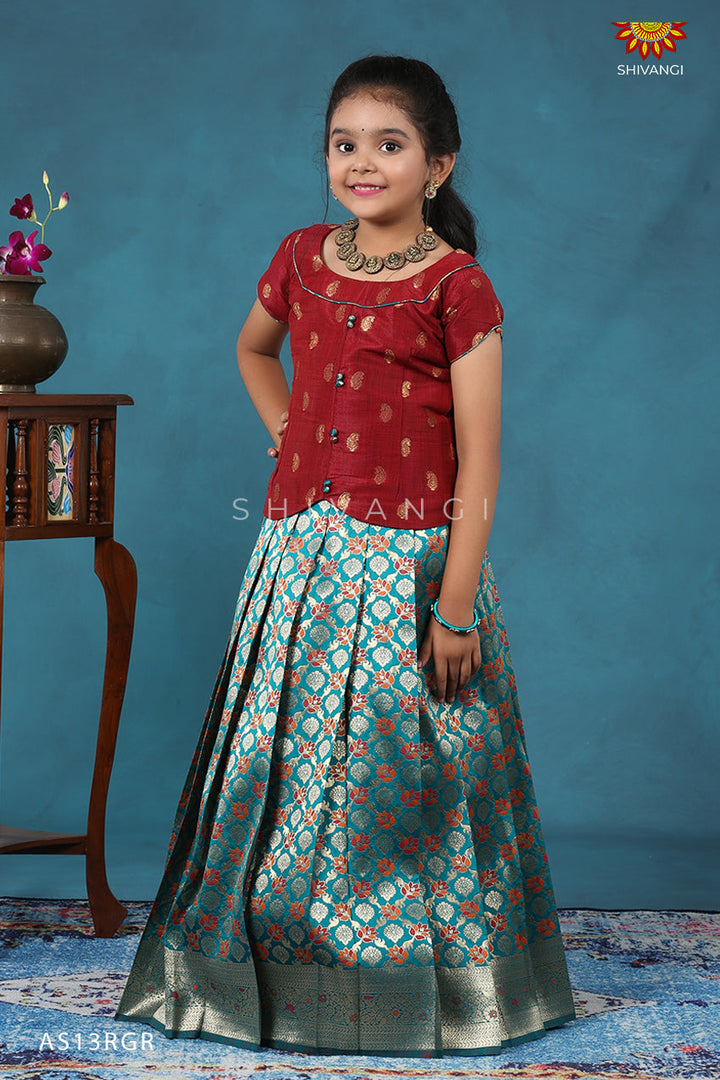 Gypsum Rama Green Pattu Pavadai For Kids !!!