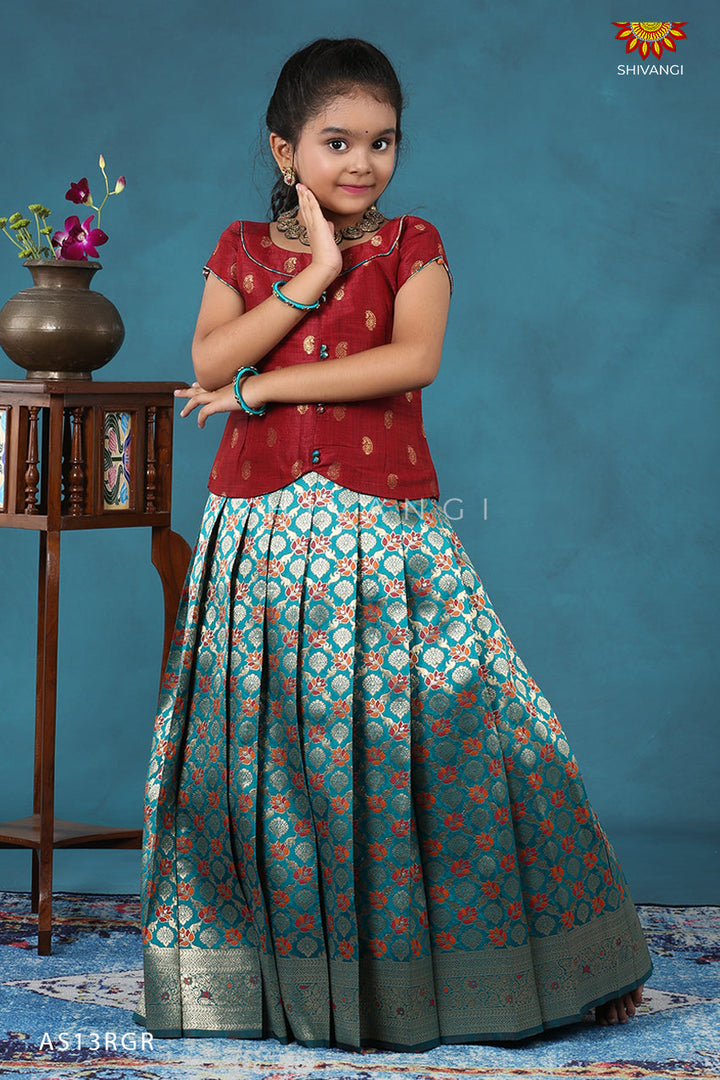 Gypsum Rama Green Pattu Pavadai For Kids !!!