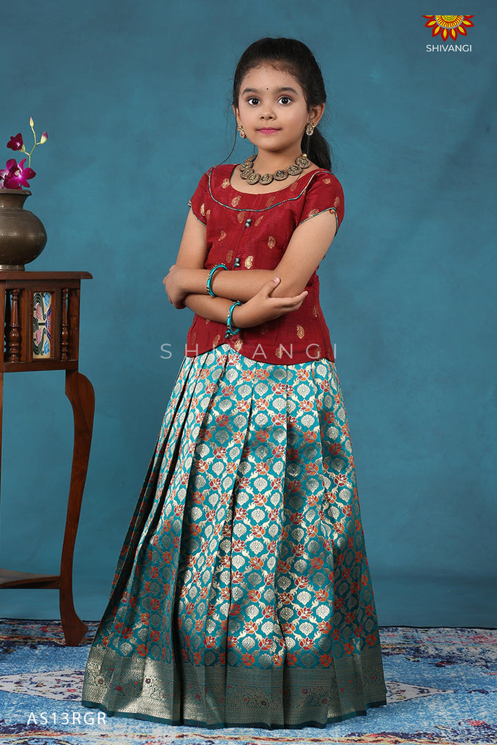 Gypsum Rama Green Pattu Pavadai For Kids !!!