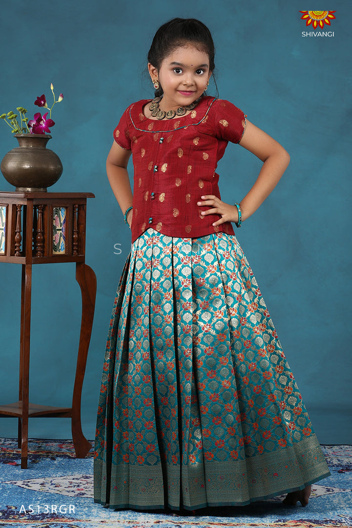 Gypsum Rama Green Pattu Pavadai For Kids !!!