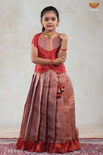 Grey Baby Honey Comb Pattu pavadai For Girls  